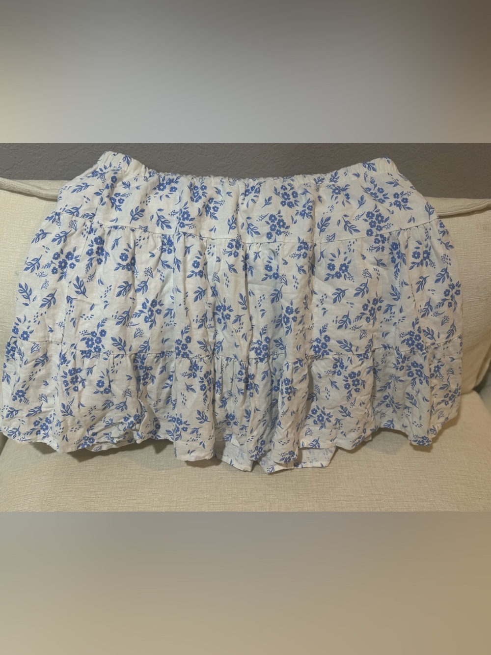 Sincerely Jules White Mini Skirt with Blue Floral Print